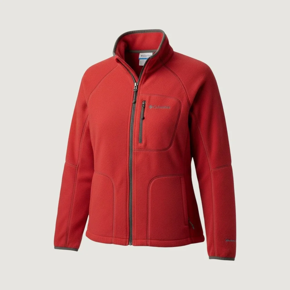 Columbia Kids‎ Red Fleece Full Zip Jacket Size 10/12 Medium Outdoor Hiking Layer